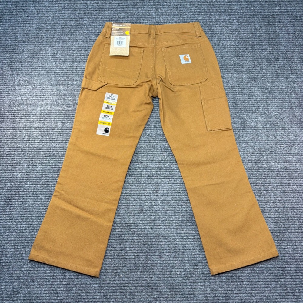Carhartt Boys Size 8 Original Fit Canvas Carpenter Pants Brown CK8301 D15 HD NWT